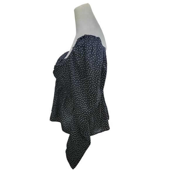 Abercrombie & Fitch Women's Polka Dot Top Cut Out Smocked Puff Sleeve Crop Small - Picture 4 of 9